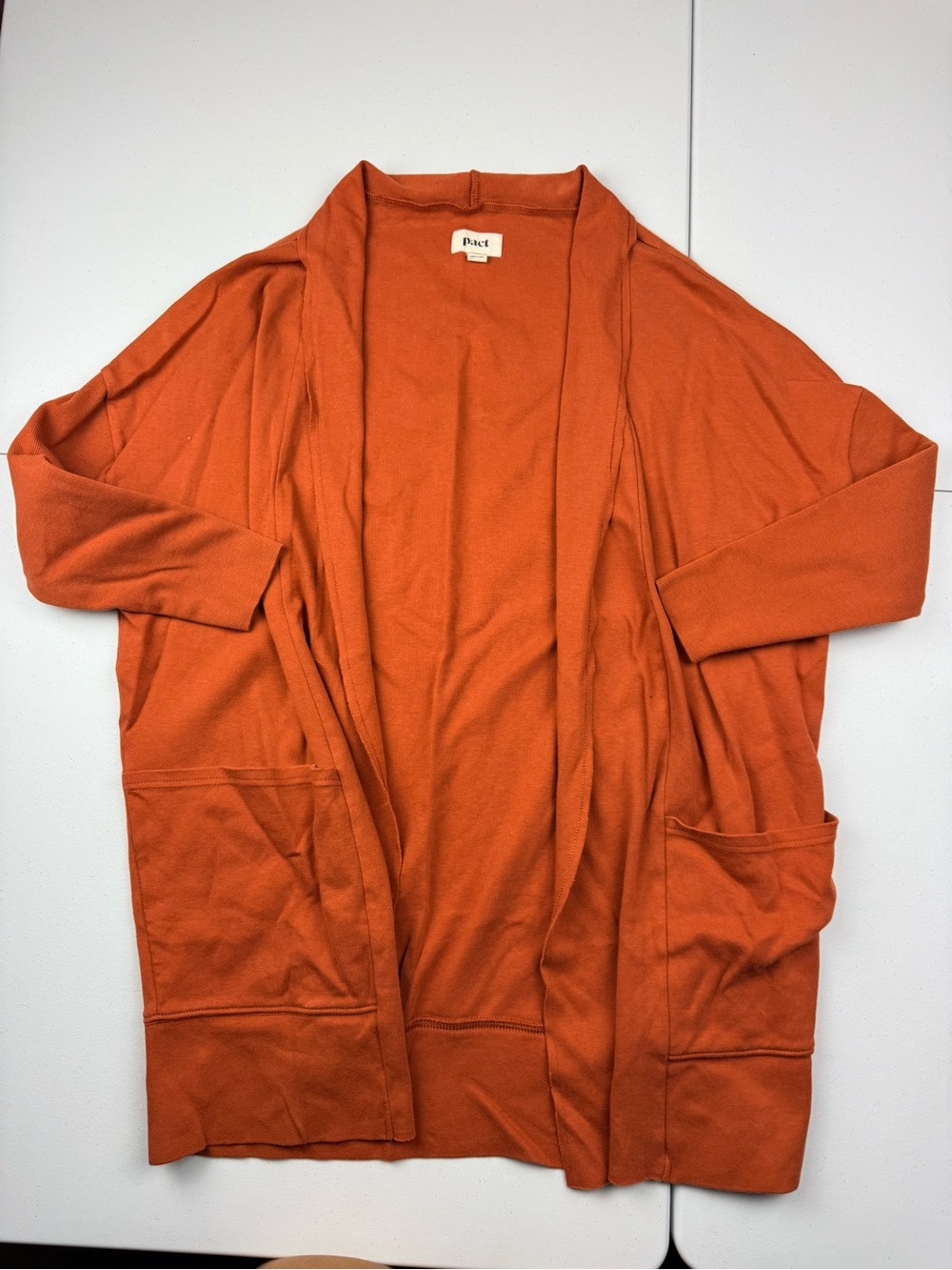 Pact women’s Open-Front Cardigan Sweater - Rust Orange‎